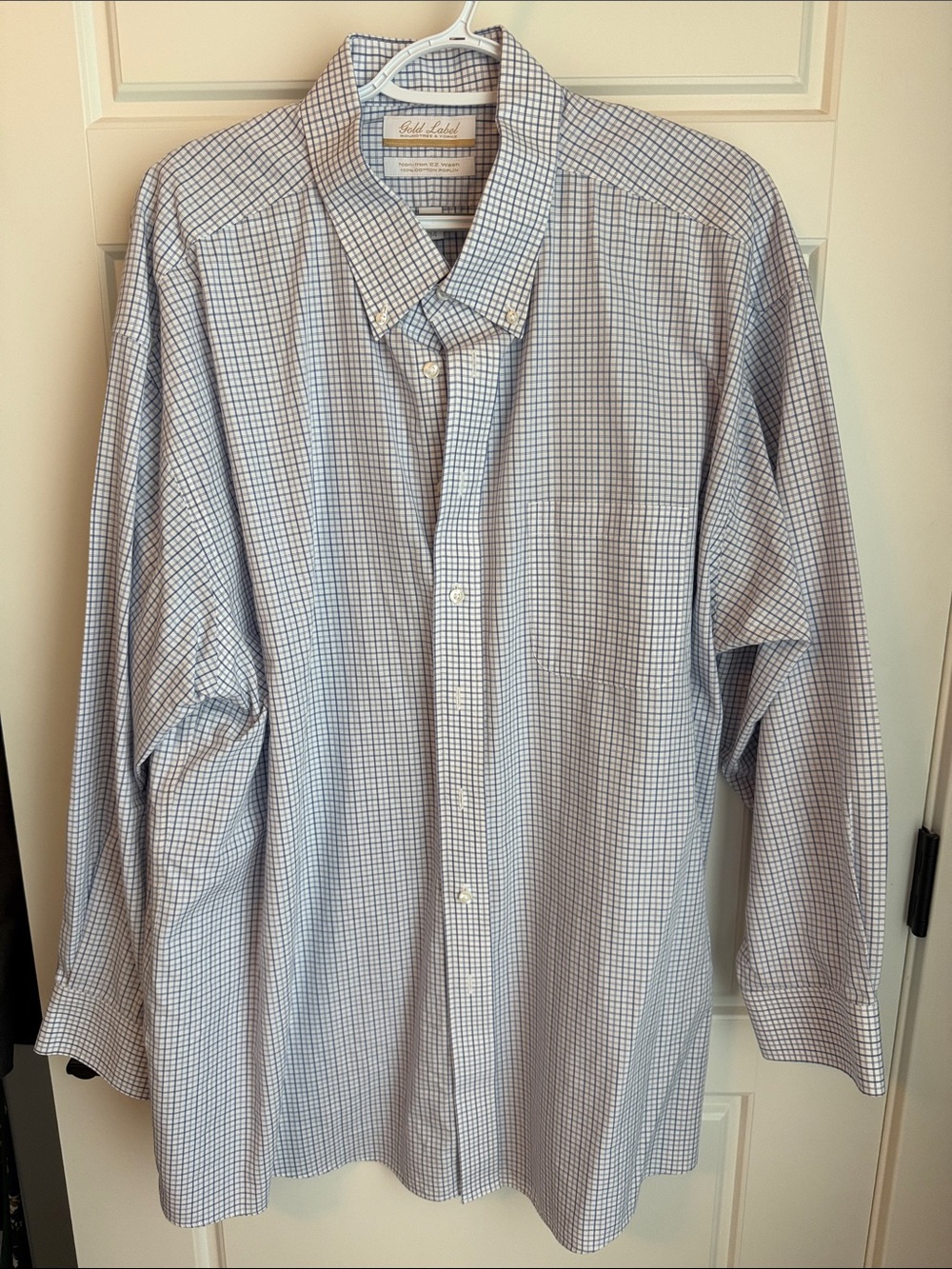 Gold Label Blue Checked Long-Sleeve Dress Shirt
